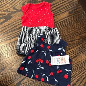 Red and Navy Cherry Set NWT